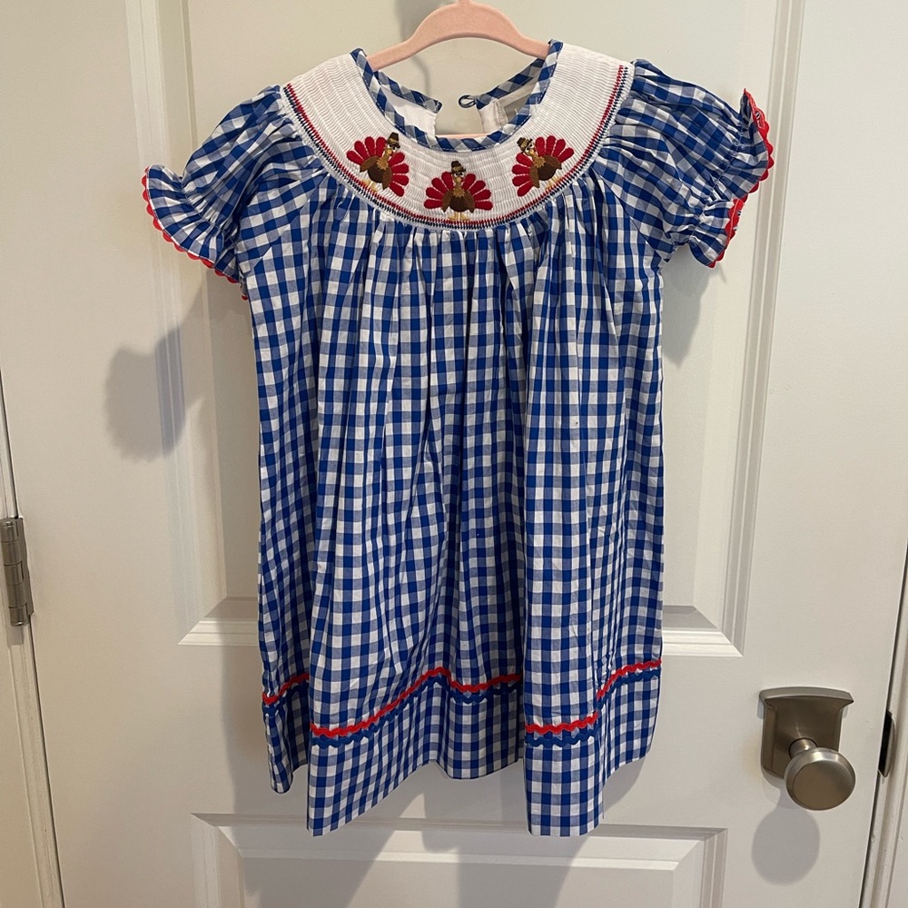 Lil’ Cactus Smocked Plaid Thanksgiving dress